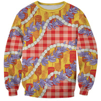 Hawaii Kahili Palaka Motifs Sweatshirt Hawaiian Honohono Pikake Lei