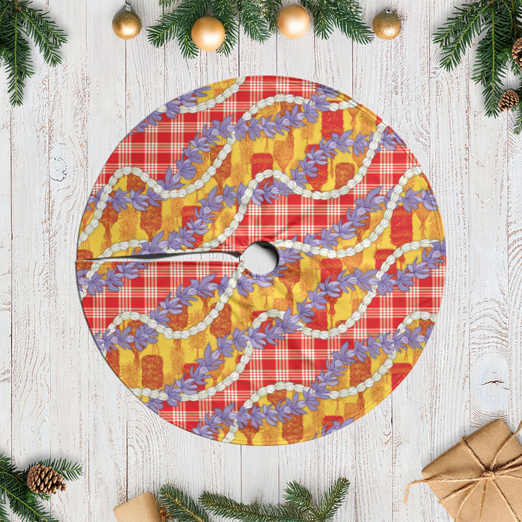 Hawaii Kahili Palaka Motifs Tree Skirt Hawaiian Honohono Pikake Lei LT14 Casual Red - Polynesian Pride