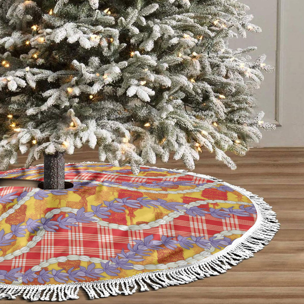 Hawaii Kahili Palaka Motifs Tree Skirt Hawaiian Honohono Pikake Lei LT14 - Polynesian Pride