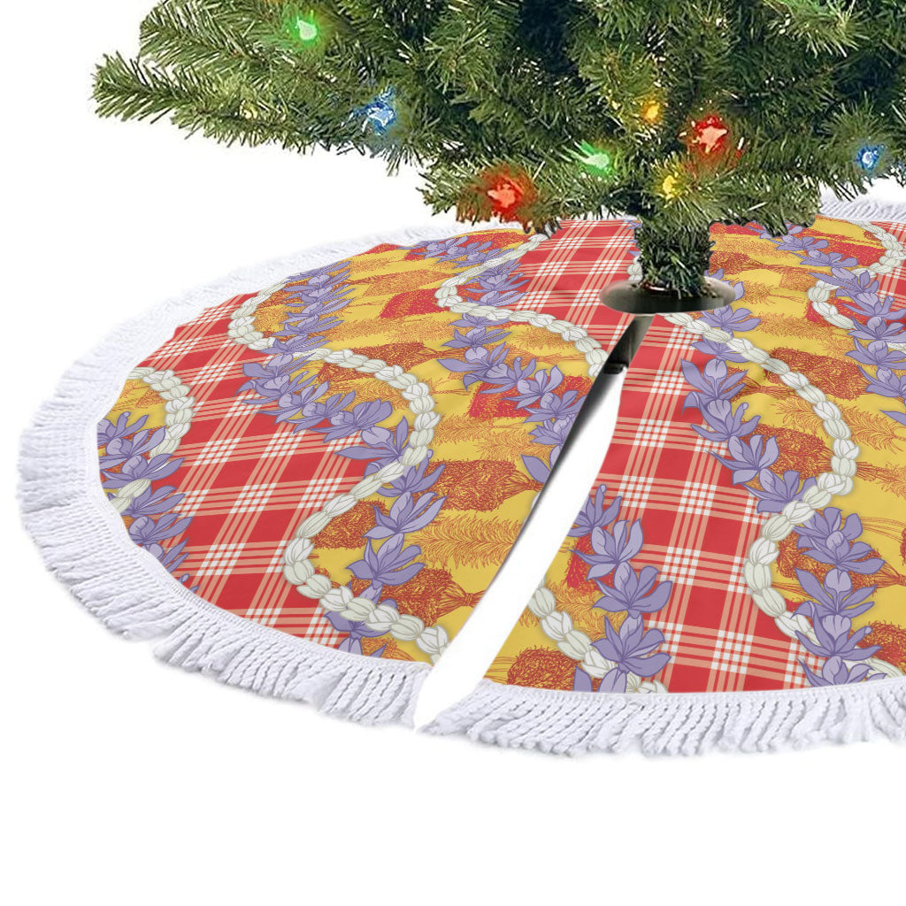 Hawaii Kahili Palaka Motifs Tree Skirt Hawaiian Honohono Pikake Lei LT14 - Polynesian Pride