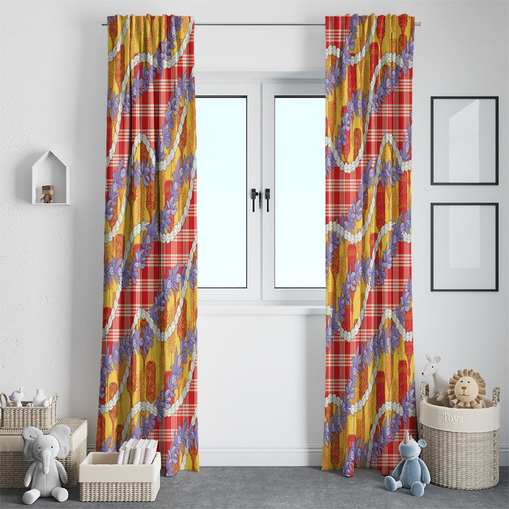 Hawaii Kahili Palaka Motifs Window Curtain Hawaiian Honohono Pikake Lei