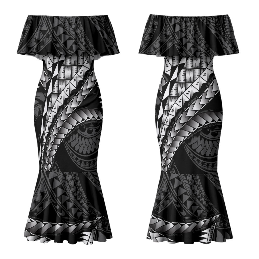 Hawaii Lauhala Tattoo Couples Matching Mermaid Dress and Hawaiian Shirt Hawaiian Hala Leaf Weaving LT14 - Polynesian Pride
