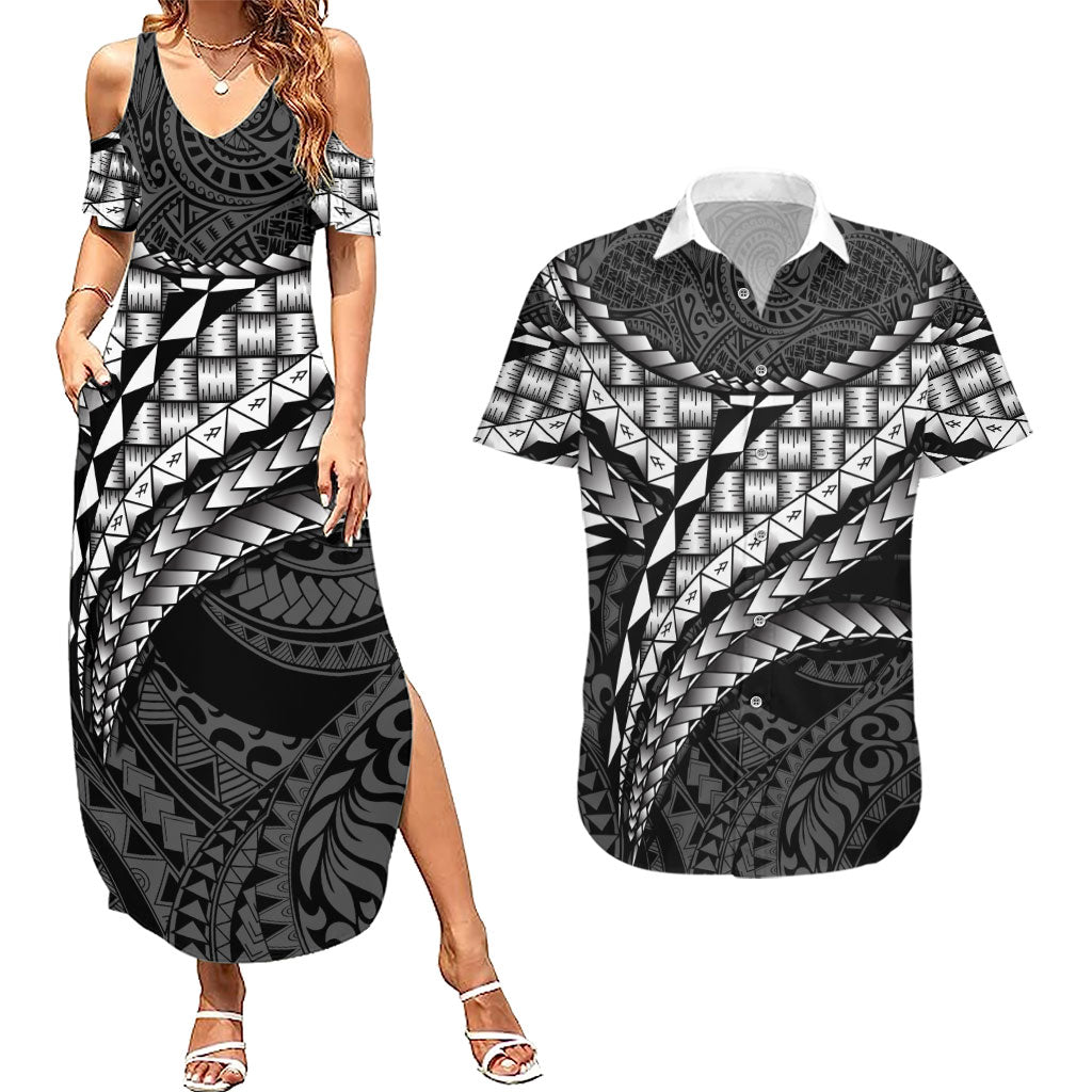 Hawaii Lauhala Tattoo Couples Matching Summer Maxi Dress and Hawaiian Shirt Hawaiian Hala Leaf Weaving