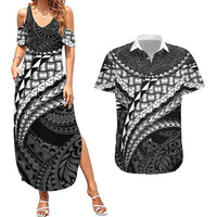 Hawaii Lauhala Tattoo Couples Matching Summer Maxi Dress and Hawaiian Shirt Hawaiian Hala Leaf Weaving