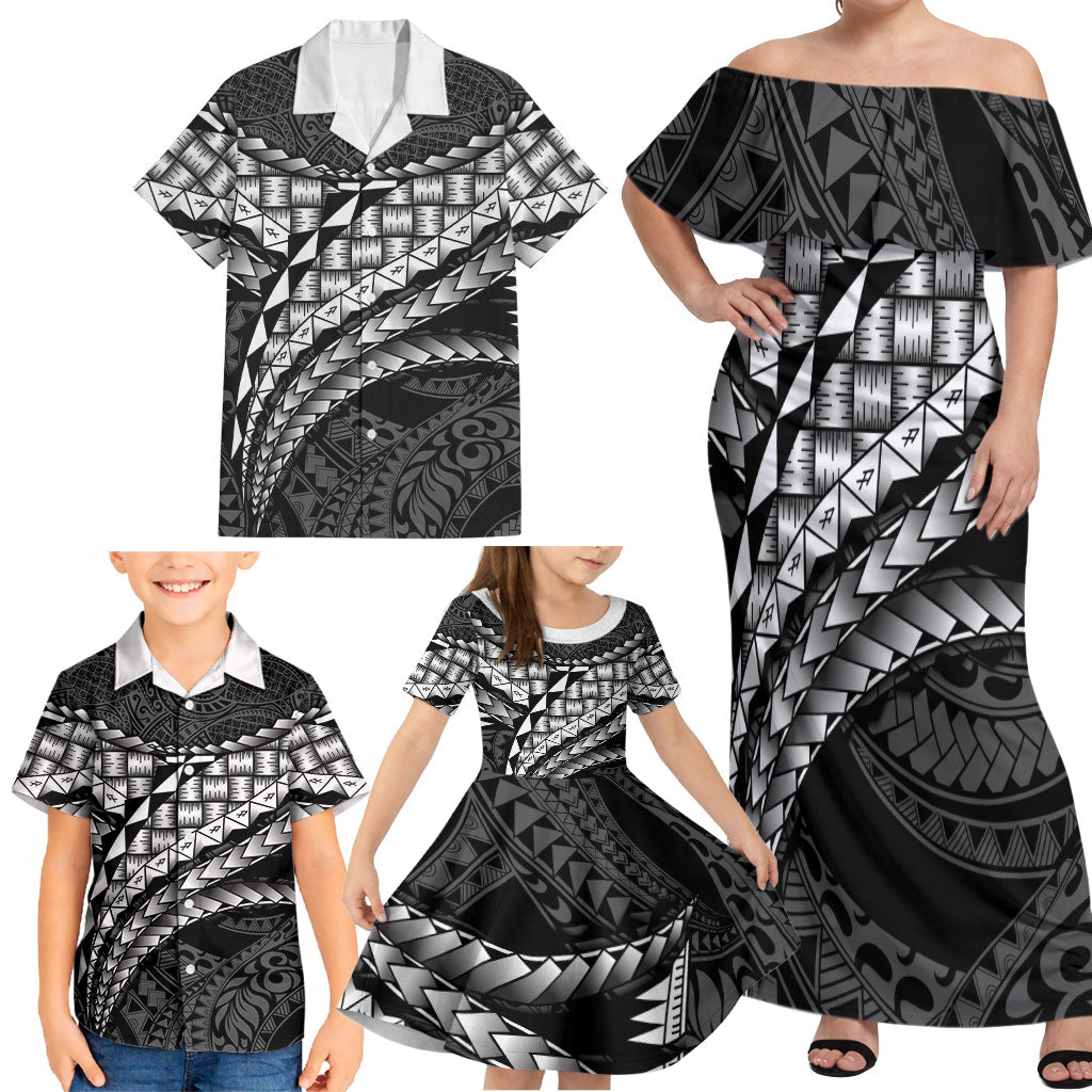 Hawaii Lauhala Tattoo Family Matching Off Shoulder Maxi Dress and Hawaiian Shirt Hawaiian Hala Leaf Weaving LT14 - Polynesian Pride