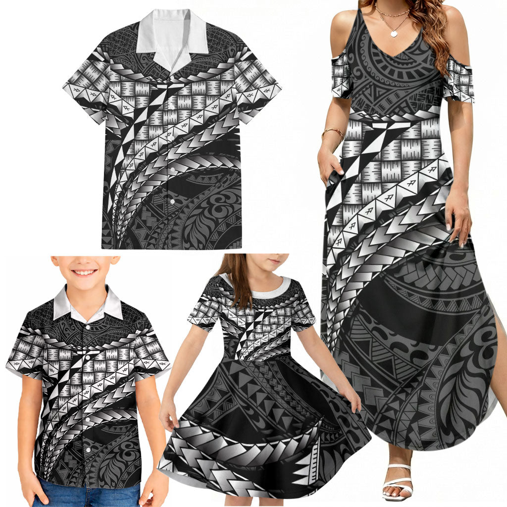 Hawaii Lauhala Tattoo Family Matching Summer Maxi Dress and Hawaiian Shirt Hawaiian Hala Leaf Weaving LT14 - Polynesian Pride