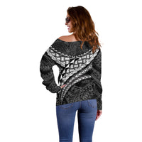 Hawaii Lauhala Tattoo Off Shoulder Sweater Hawaiian Hala Leaf Weaving