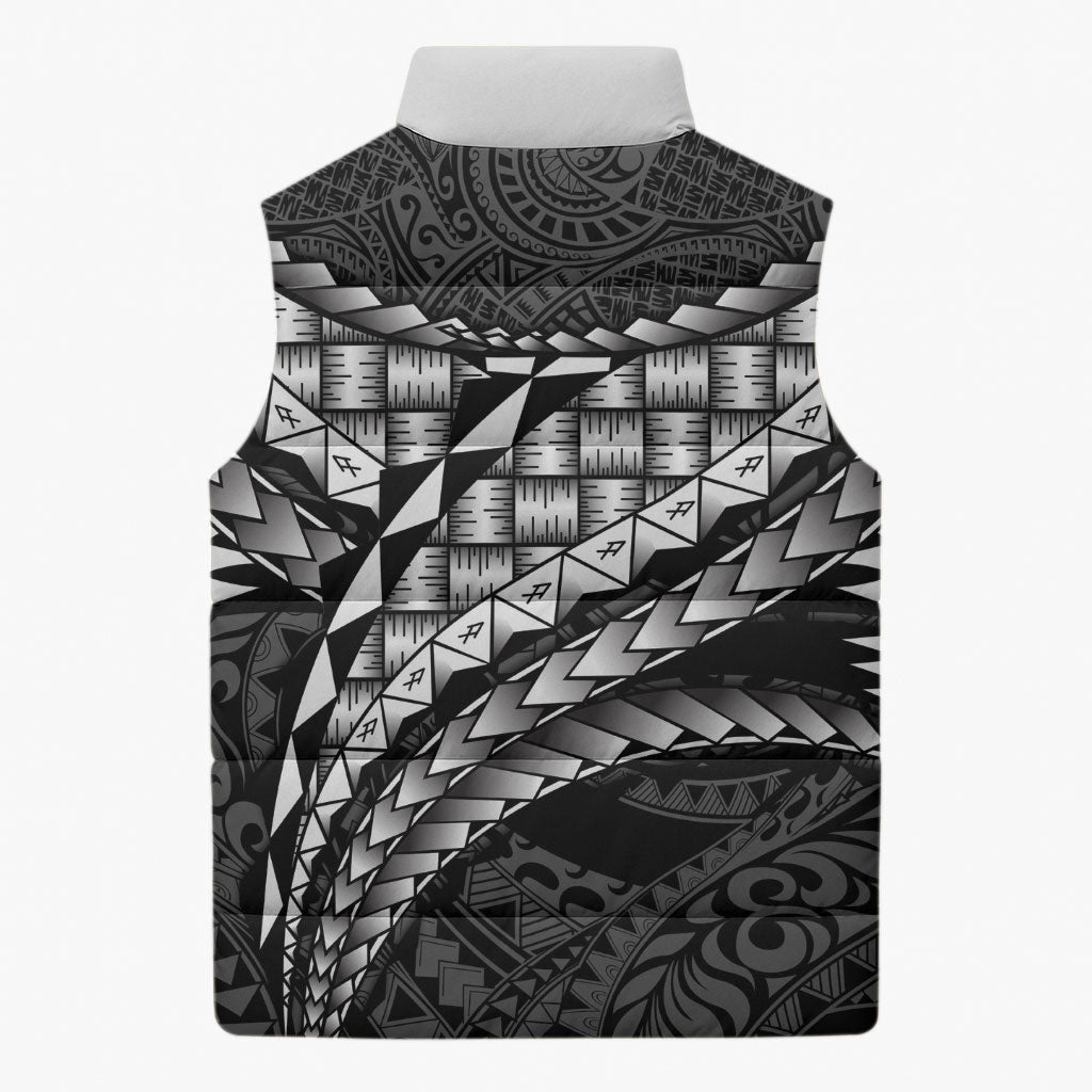 Hawaii Lauhala Tattoo Sleeveless Puffer Jacket Hawaiian Hala Leaf Weaving