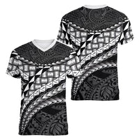 Hawaii Lauhala Tattoo Women V-Neck T-Shirt Hawaiian Hala Leaf Weaving