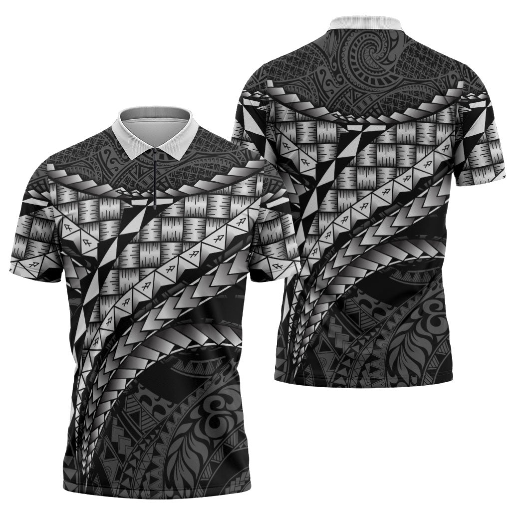 Hawaii Lauhala Tattoo Zipper Polo Shirt Hawaiian Hala Leaf Weaving