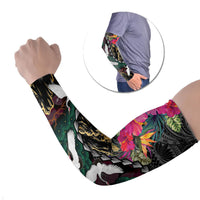 Hawaiian and Japanese Culture Arm Sleeves Crane Sakura Hibiscus Tropical Vibes