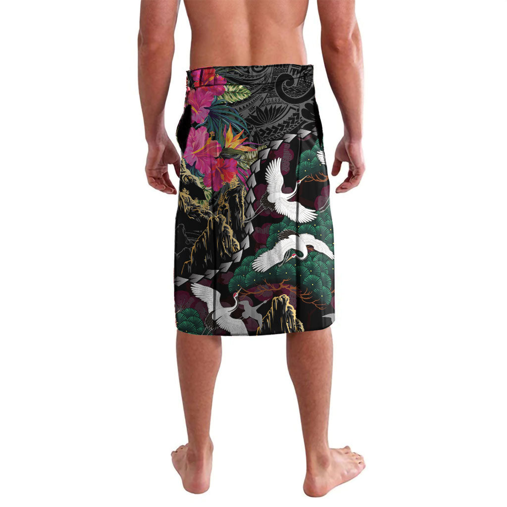 Hawaiian and Japanese Culture Lavalava Crane Sakura Hibiscus Tropical Vibes
