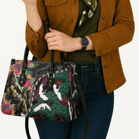 Hawaiian and Japanese Culture Leather Bag Crane Sakura Hibiscus Tropical Vibes