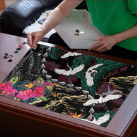 Hawaiian and Japanese Culture Puzzle Crane Sakura Hibiscus Tropical Vibes