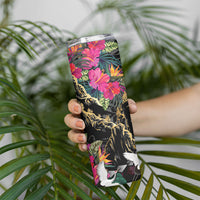 Hawaiian and Japanese Culture Skinny Tumbler Crane Sakura Hibiscus Tropical Vibes