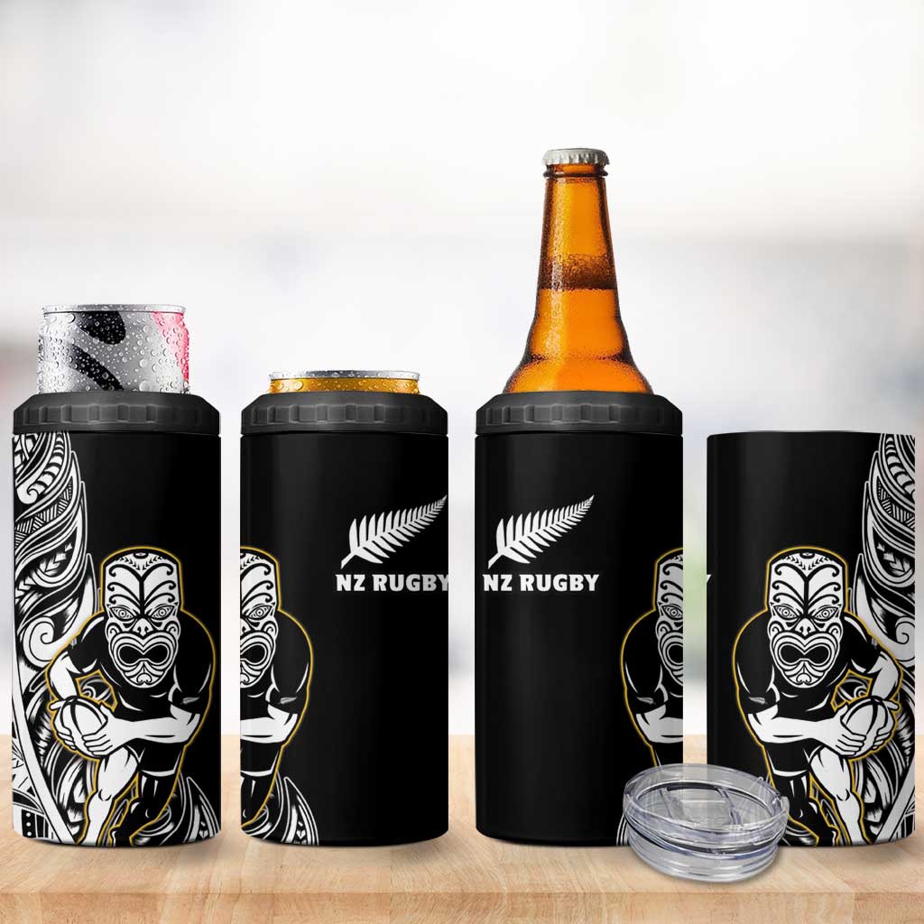 New Zealand Silver Fern Rugby 4 in 1 Can Cooler Tumbler All Black Maori Version Black