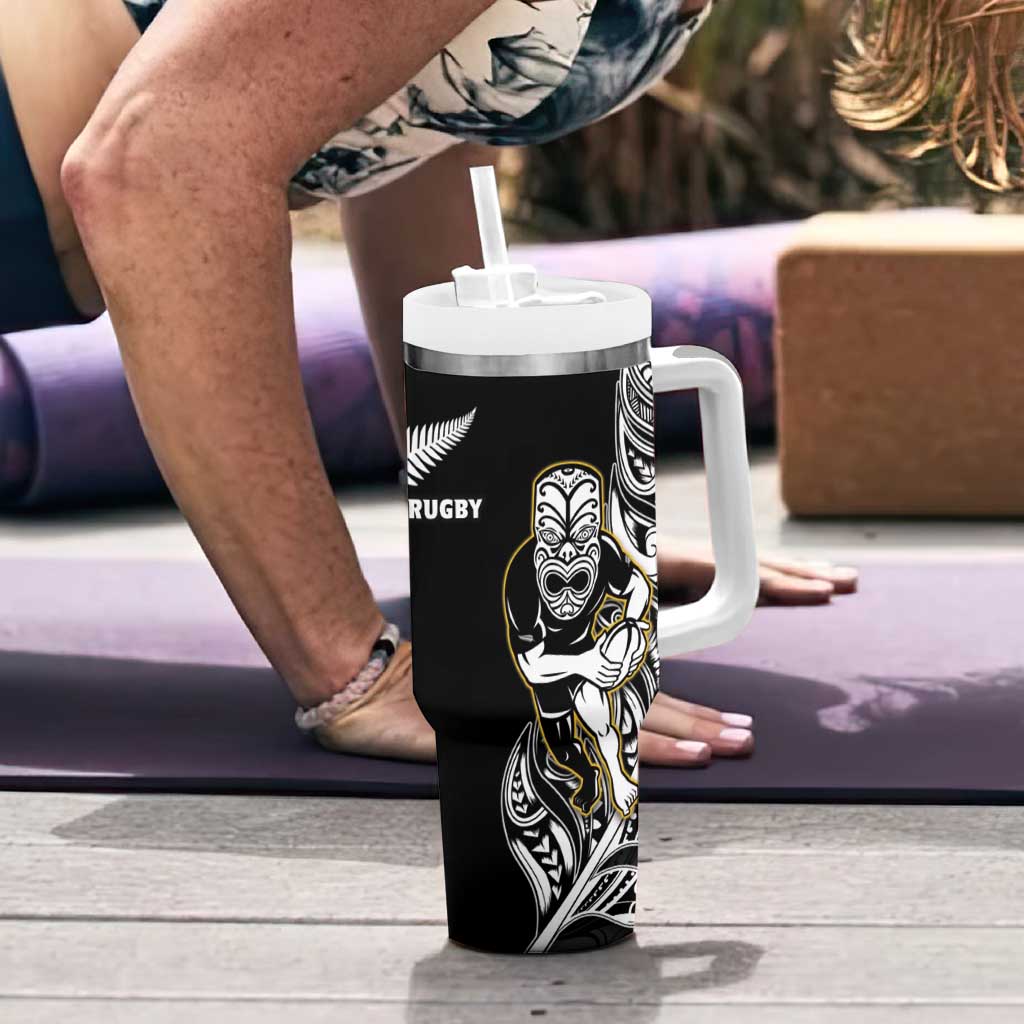 New Zealand Silver Fern Rugby Tumbler With Handle All Black Maori Version Black