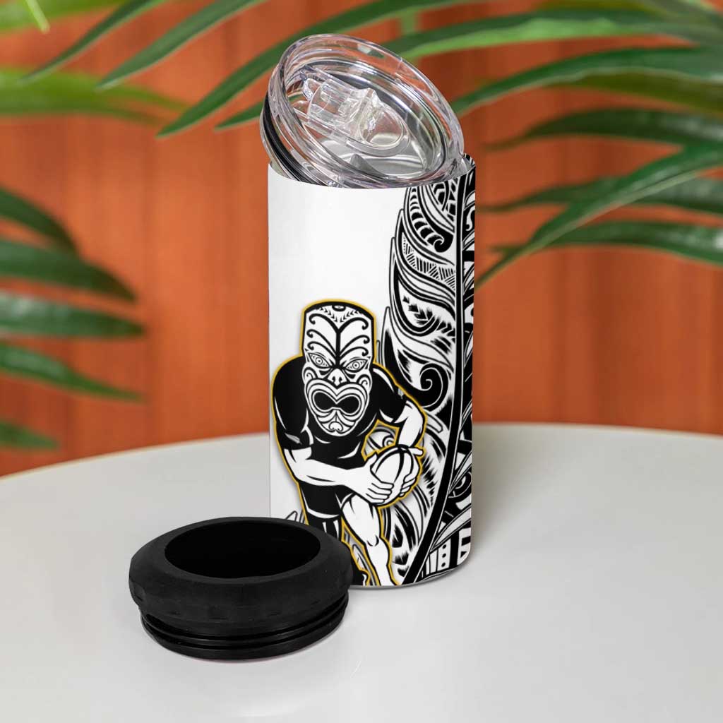New Zealand Silver Fern Rugby 4 in 1 Can Cooler Tumbler All Black Maori Version White
