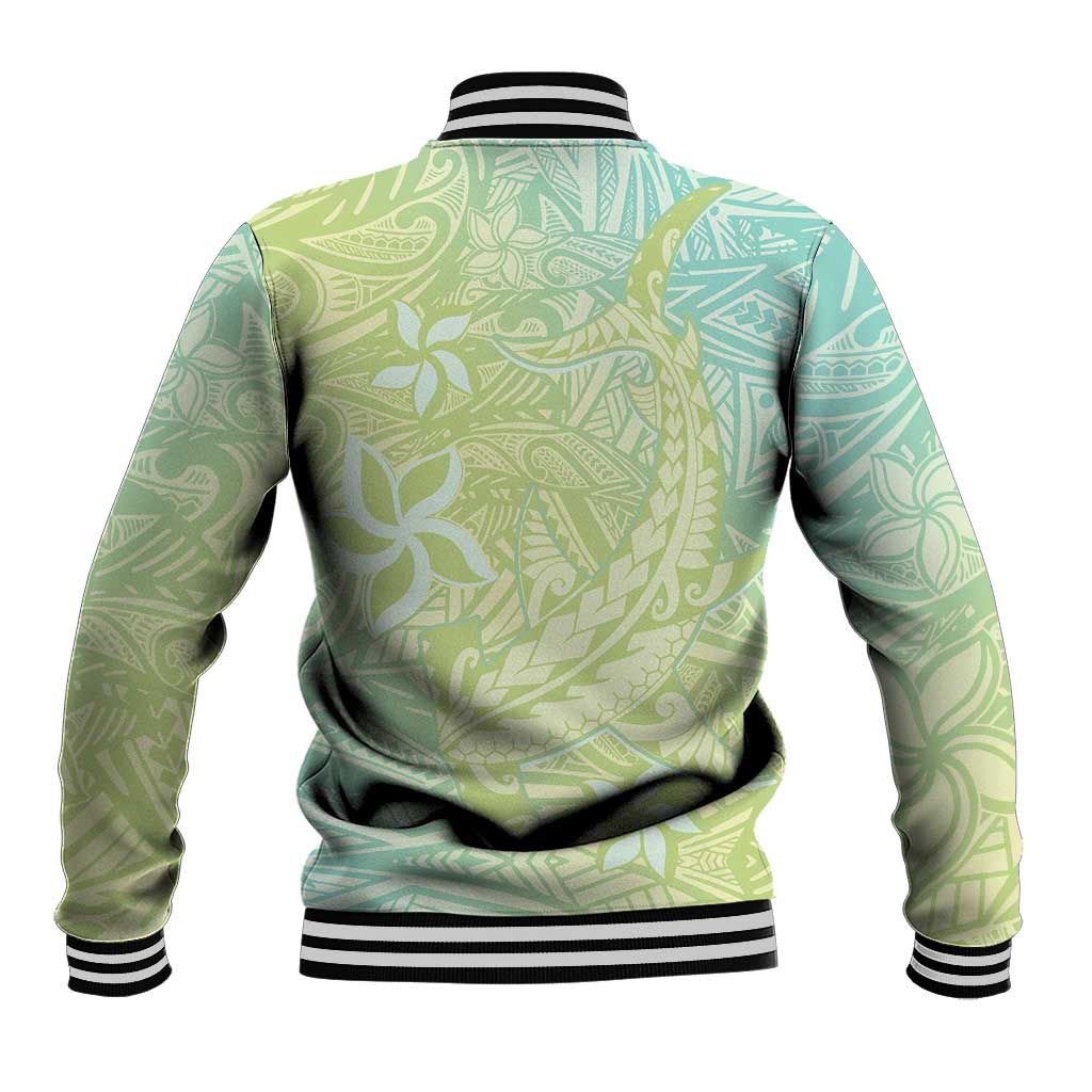 Baby Green Gradient Polynesia Baseball Jacket Hawaiian Tribal Hammerhead Shark Tattoo