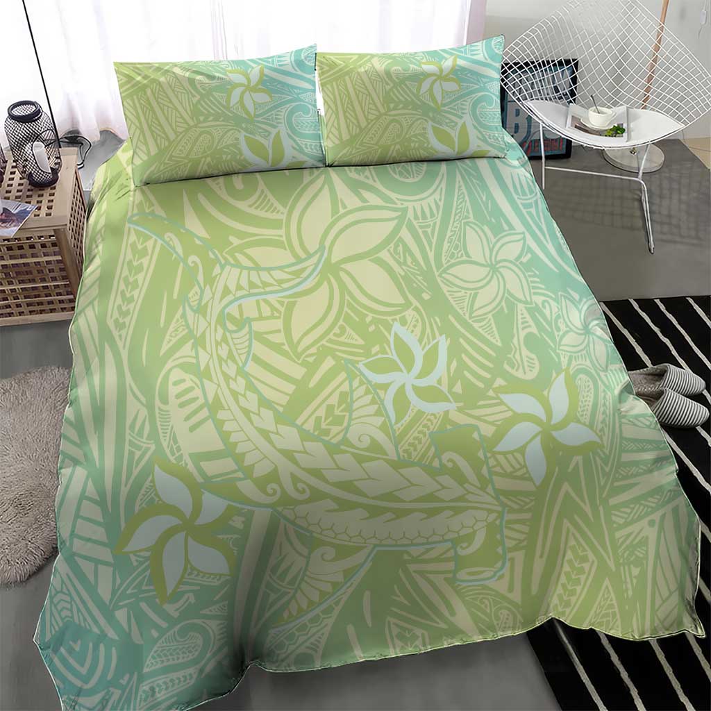 Baby Green Gradient Polynesia Bedding Set Hawaiian Tribal Hammerhead Shark Tattoo