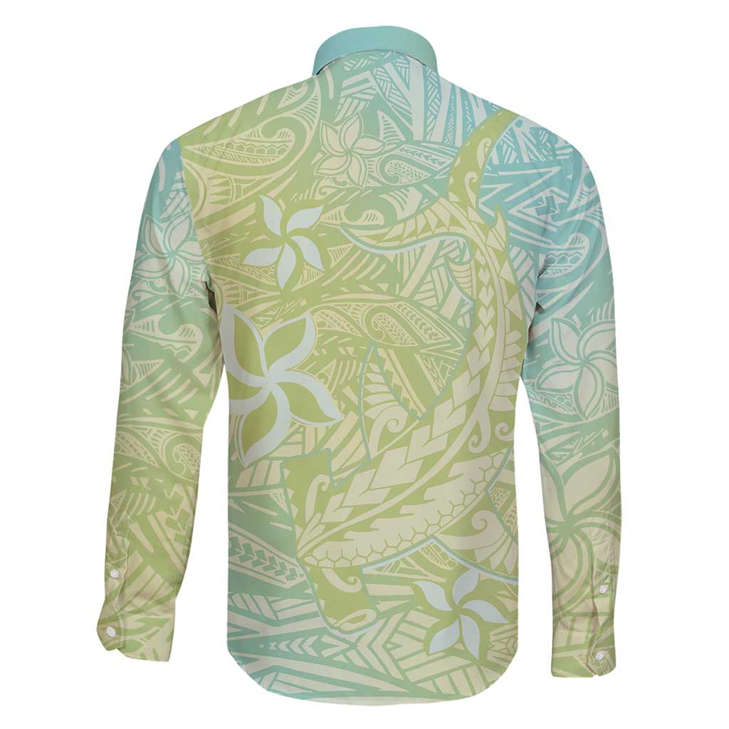 Baby Green Gradient Polynesia Family Matching Long Sleeve Bodycon Dress and Hawaiian Shirt Hawaiian Tribal Hammerhead Shark Tattoo LT14 - Polynesian Pride