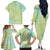 Baby Green Gradient Polynesia Family Matching Off The Shoulder Long Sleeve Dress and Hawaiian Shirt Hawaiian Tribal Hammerhead Shark Tattoo