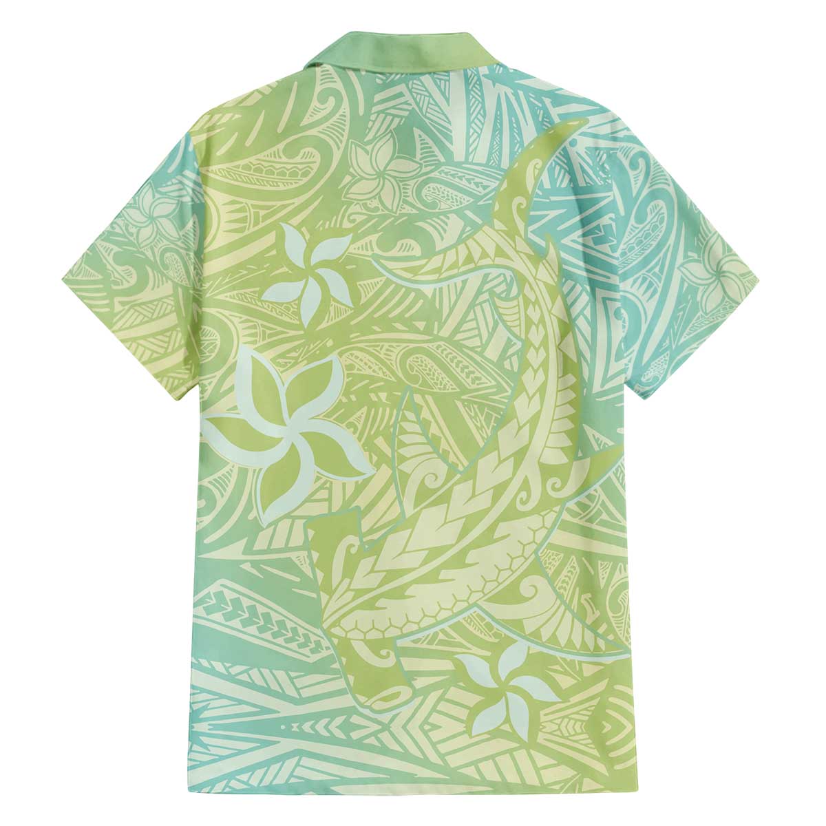 Baby Green Gradient Polynesia Family Matching Off Shoulder Short Dress and Hawaiian Shirt Hawaiian Tribal Hammerhead Shark Tattoo
