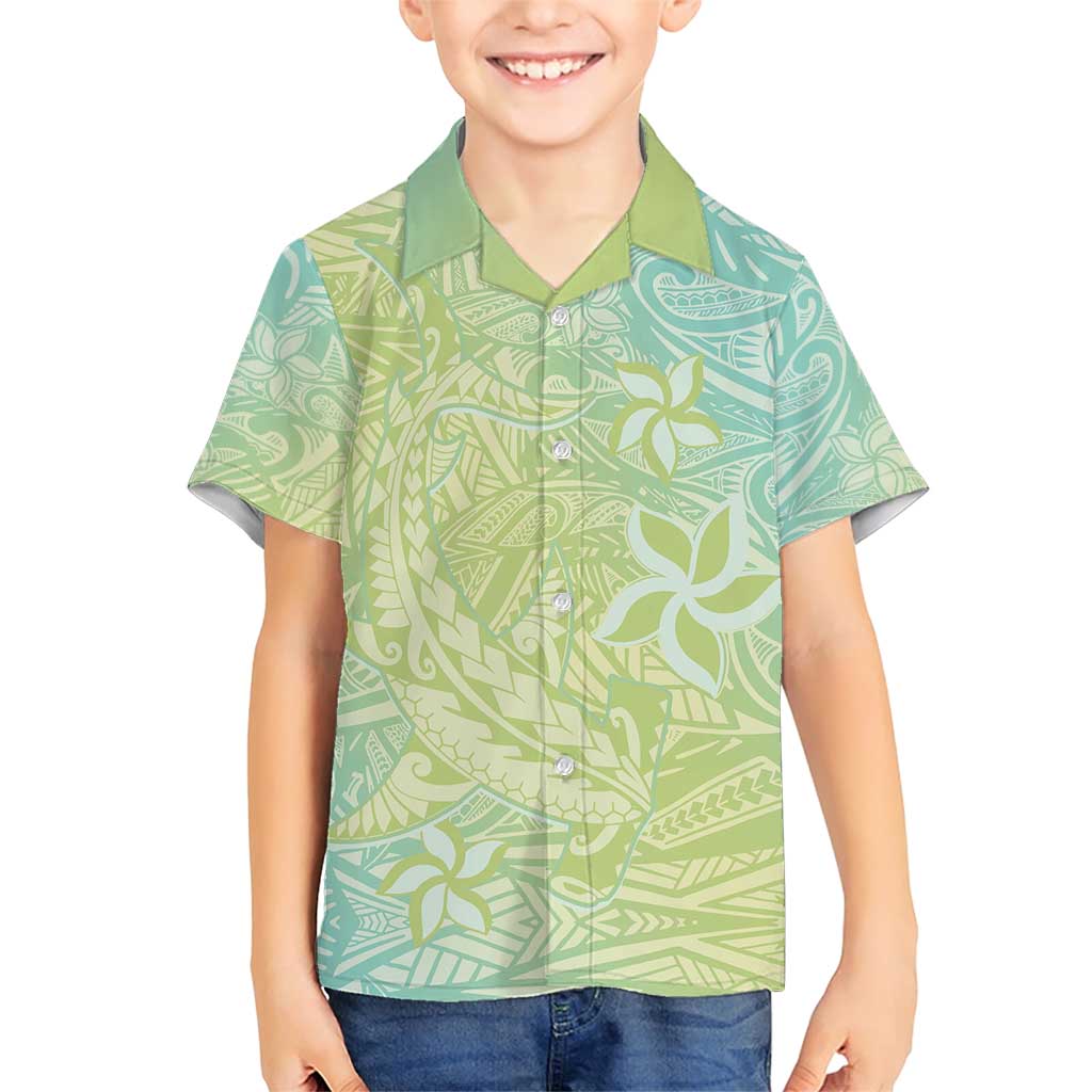 Baby Green Gradient Polynesia Family Matching Short Sleeve Bodycon Dress and Hawaiian Shirt Hawaiian Tribal Hammerhead Shark Tattoo LT14 Son's Shirt Baby Green - Polynesian Pride