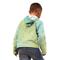 Baby Green Gradient Polynesia Kid Hoodie Hawaiian Tribal Hammerhead Shark Tattoo