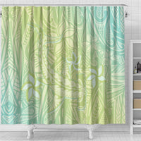 Baby Green Gradient Polynesia Shower Curtain Hawaiian Tribal Hammerhead Shark Tattoo