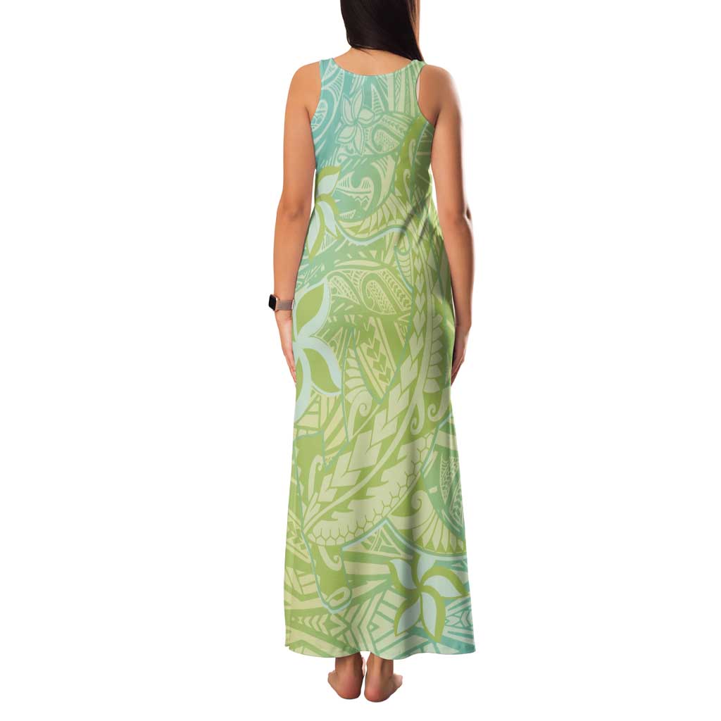 Baby Green Gradient Polynesia Tank Maxi Dress Hawaiian Tribal Hammerhead Shark Tattoo