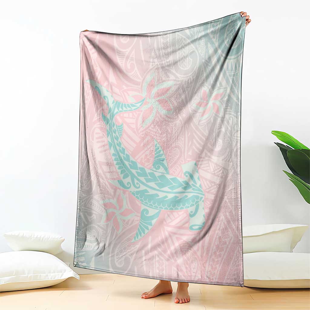 Baby Pink Gradient Polynesia Blanket Hawaiian Tribal Hammerhead Shark Tattoo