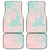 Baby Pink Gradient Polynesia Car Mats Hawaiian Tribal Hammerhead Shark Tattoo