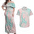 Baby Pink Gradient Polynesia Couples Matching Off Shoulder Maxi Dress and Hawaiian Shirt Hawaiian Tribal Hammerhead Shark Tattoo