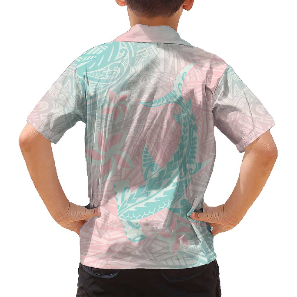 Baby Pink Gradient Polynesia Family Matching Long Sleeve Bodycon Dress and Hawaiian Shirt Hawaiian Tribal Hammerhead Shark Tattoo LT14 - Polynesian Pride