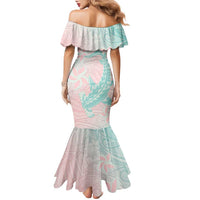 Baby Pink Gradient Polynesia Family Matching Mermaid Dress and Hawaiian Shirt Hawaiian Tribal Hammerhead Shark Tattoo LT14 - Polynesian Pride