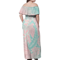 Baby Pink Gradient Polynesia Family Matching Off Shoulder Maxi Dress and Hawaiian Shirt Hawaiian Tribal Hammerhead Shark Tattoo