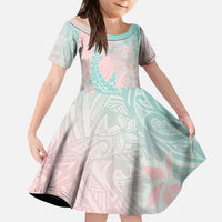 Baby Pink Gradient Polynesia Family Matching Puletasi and Hawaiian Shirt Hawaiian Tribal Hammerhead Shark Tattoo LT14 Daughter's Dress Baby Pink - Polynesian Pride