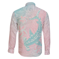Baby Pink Gradient Polynesia Family Matching Puletasi and Hawaiian Shirt Hawaiian Tribal Hammerhead Shark Tattoo LT14 - Polynesian Pride