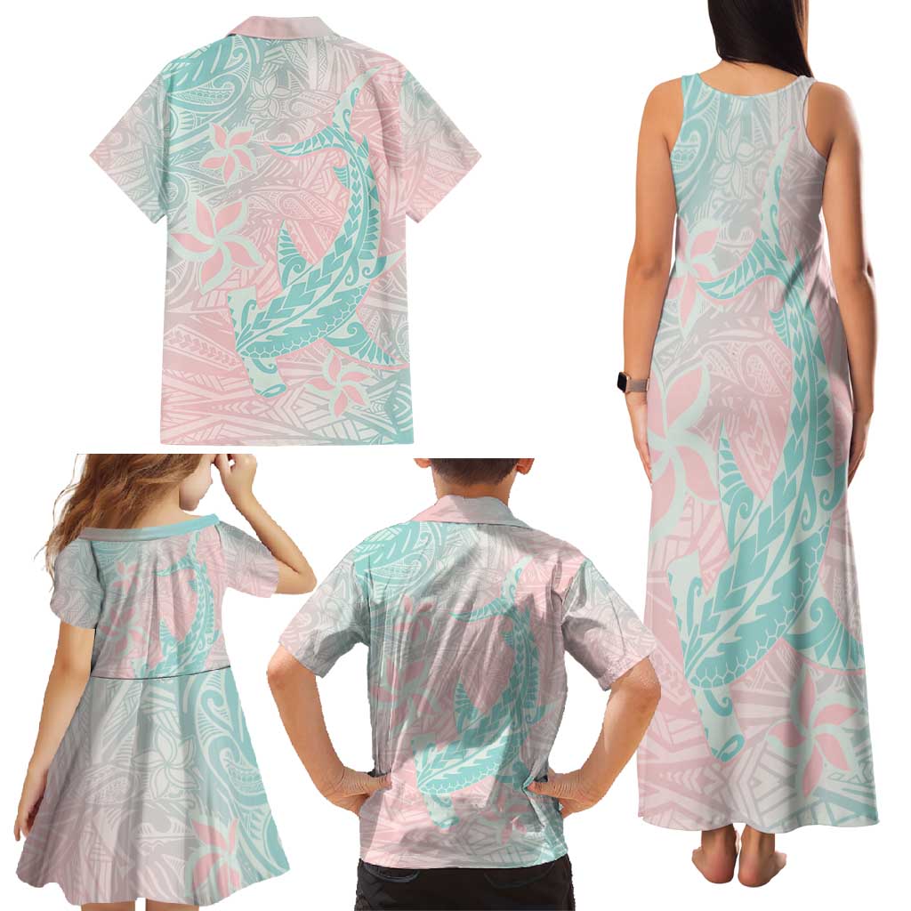 Baby Pink Gradient Polynesia Family Matching Tank Maxi Dress and Hawaiian Shirt Hawaiian Tribal Hammerhead Shark Tattoo