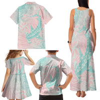 Baby Pink Gradient Polynesia Family Matching Tank Maxi Dress and Hawaiian Shirt Hawaiian Tribal Hammerhead Shark Tattoo