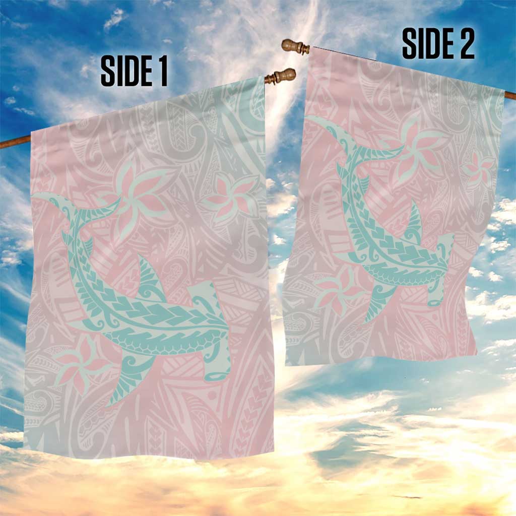 Baby Pink Gradient Polynesia Garden Flag Hawaiian Tribal Hammerhead Shark Tattoo