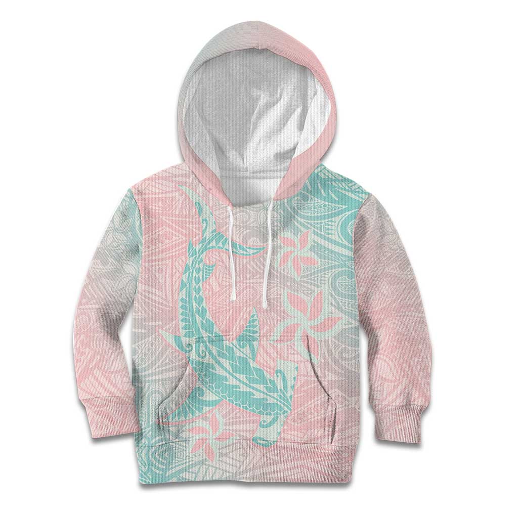 Baby Pink Gradient Polynesia Kid Hoodie Hawaiian Tribal Hammerhead Shark Tattoo