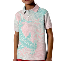 Baby Pink Gradient Polynesia Kid Polo Shirt Hawaiian Tribal Hammerhead Shark Tattoo