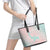 Baby Pink Gradient Polynesia Leather Tote Bag Hawaiian Tribal Hammerhead Shark Tattoo