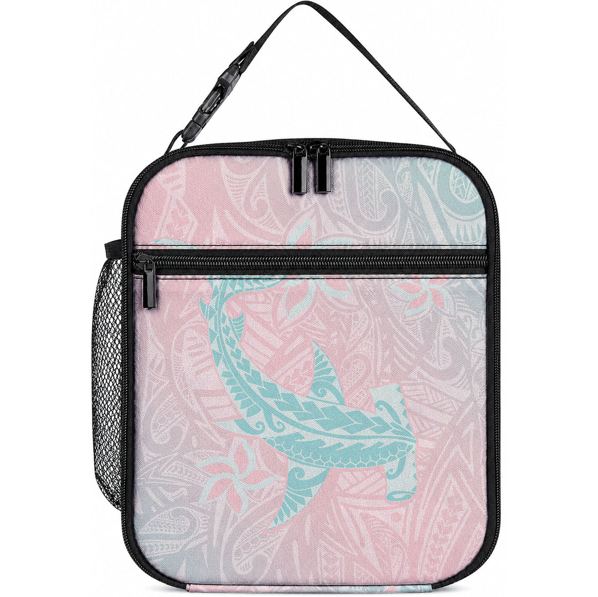 Baby Pink Gradient Polynesia Lunch Bag Hawaiian Tribal Hammerhead Shark Tattoo