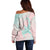 Baby Pink Gradient Polynesia Off Shoulder Sweater Hawaiian Tribal Hammerhead Shark Tattoo