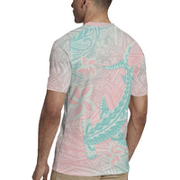 Baby Pink Gradient Polynesia Rugby Jersey Hawaiian Tribal Hammerhead Shark Tattoo