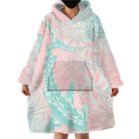 Baby Pink Gradient Polynesia Wearable Blanket Hoodie Hawaiian Tribal Hammerhead Shark Tattoo