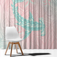 Baby Pink Gradient Polynesia Window Curtain Hawaiian Tribal Hammerhead Shark Tattoo